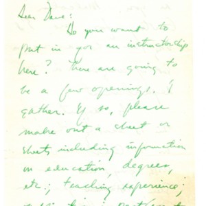 Autograph letter, signed from Theodore Roethke to David Wagoner, March 17, 1952