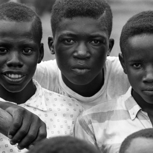 Group portrait of three young boys during Freedom Summer, Mississippi, 1964