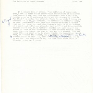 Typescript drafts and notes of “The Religion of Consciousness”