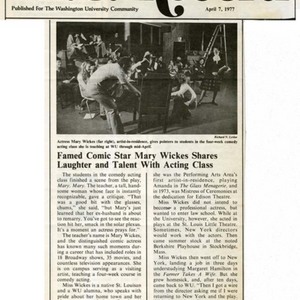 W.U. Record article about Mary's return to campus.