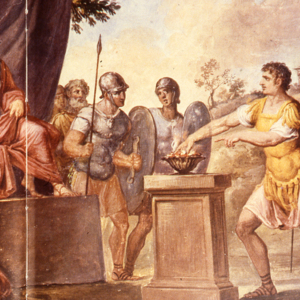 Gaius Corbus Mucius, Scaevola, before Lars Porsenna; Fresco